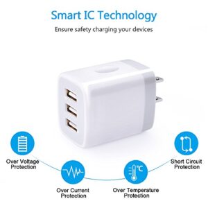 USB Wall Charger, Hootek 2Pack Wall Plug 3-Port USB Charging Station 3.1A Power Adapter Multi Port Quick Charger Block Cube Compatible iPhone 14 13 12 11 Pro XS MAX 8 Plus,iPad,Samsung Galaxy S22 S21