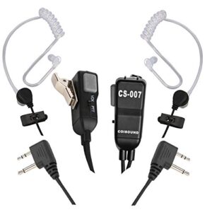 coisound two way radio earpiece | walkie talkie headset compatible midland avph3(black pair)