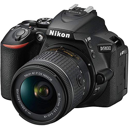 Nikon D5600 DSLR Camera with 18-55mm Lens (1576) + 64GB Card + Case + Corel Photo Software + EN-EL14A Battery + HDMI Cable + Cleaning Set + Flex Tripod + Memory Wallet (International Model) (Renewed)