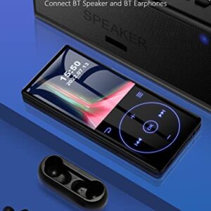 48GB MP3 Player with Bluetooth 5.0: Portable Lossless Sound Music Player with HD Speaker,2.4" Screen Voice Recorder,FM Radio,Touch Buttons,Support up to 64GB for Sport, Earphones Included