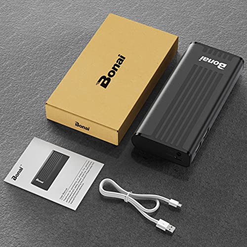 BONAI 10000mAh Portable Charger for Heated Vest, 5V 2.1A Battery Pack for Heated Jacket with Dual USB Output & LED Flashlight for iPhone iPad iPod Samsung Android and More