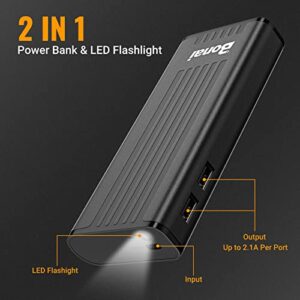 BONAI 10000mAh Portable Charger for Heated Vest, 5V 2.1A Battery Pack for Heated Jacket with Dual USB Output & LED Flashlight for iPhone iPad iPod Samsung Android and More