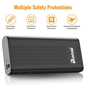 BONAI 10000mAh Portable Charger for Heated Vest, 5V 2.1A Battery Pack for Heated Jacket with Dual USB Output & LED Flashlight for iPhone iPad iPod Samsung Android and More