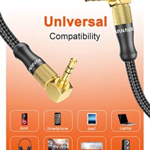 VANAUX 90 Degree Right Angle Aux Cable Male to Male 3.5mm Audio Cable Stereo Aux Cord Compatible with Laptop, Smartphone, Music Player,Tablets,Speakers (3.3feet/1m)