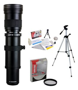 opteka 420-800mm f/8.3 hd telephoto zoom lens with uv filter and 54″ tripod for olympus evolt e-5, e-520, e-510, e-500, e-450, e-420, e-410, e-400, e-330 and e-300 digital slr cameras