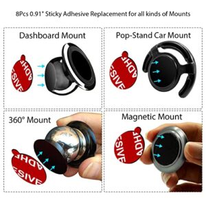 PKYAA 8 Pack Sticky Adhesive Compatible with Socket Mount Base, Double-Sided Replacement Tape for Car Magnetic Phone Holder, 4 Pack Sticker Pads for Collapsible Grip & Stand Base