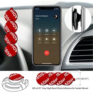 PKYAA 8 Pack Sticky Adhesive Compatible with Socket Mount Base, Double-Sided Replacement Tape for Car Magnetic Phone Holder, 4 Pack Sticker Pads for Collapsible Grip & Stand Base