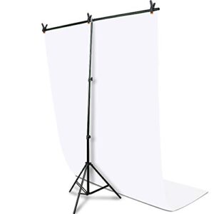 Kmhesvi Green Screen Backdrop with Stand - 5ft x 6.5ft Adjustable Photo Backdrop Stand T-Shape with Backdrop, 3P Spring Clamps, 1P Carry Bag for Video Studio Photography