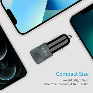 COYZA Fast Car Charger Adapter, Compatible with iPhone 13/12/11/Pro Max/Pro/Mini/X/XS/XS MAX/XR/SE 2020/8 Plus/8/7 Plus/7/6s/6/5/SE, 3.1A Dual USB Ports with Coiled Charging Cable Cord