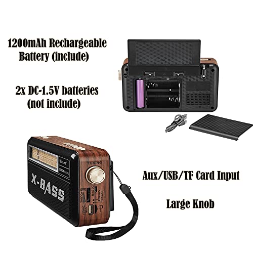 G Keni Retro Shortwave Radio Portable AM FM with Rechargeable Battery Operated, Bluetooth Vintage Radio Strong Reception, AUX/USB/TF Card Input, Solar Panel, Large Knob, Big Speaker, Emergency Light