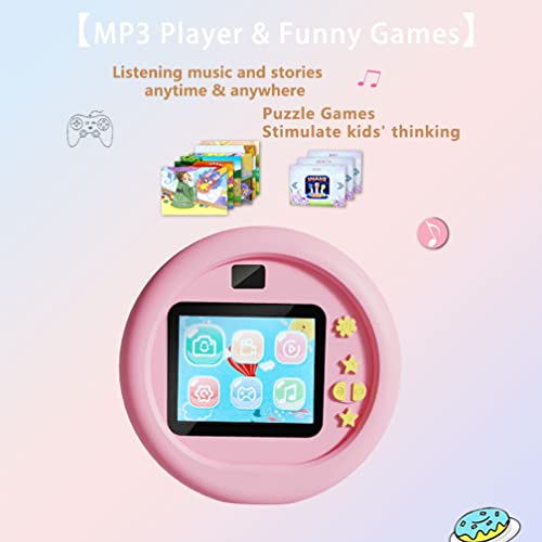 QSYY Children's Digital Camera, Front and Rear Dual Cameras, 40 Million Pixels, MP3 Playback Function, 2.4-Inch Display, with 32G Memory Card, Gifts for Boys and Girls