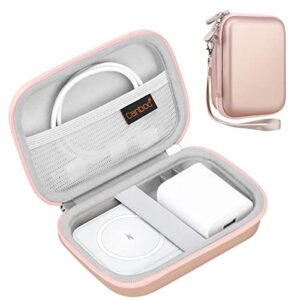 canboc hard carrying case for ucomx nano 3 in 1 wireless charger, magnetic foldable charging station, mesh pocket for cable storage or other 3 in one wireless charger accessories, rose gold（case only）