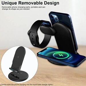 3 in 1 Wreless Charging Station for Apple Phone and Watch, iQouda Wireless Phone Charger Stand for Apple iPhone/AirPods Pro/iWatch and Qi Certified Phone