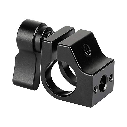 CAMVATE 15mm Single Rod Clamp Install on 1/4"-20 Thread Hole for Camera cage (Black Knob) - 2127