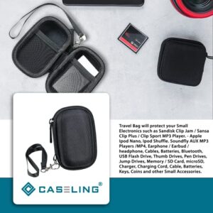 Caseling Carrying Hard Case for Sandisk Clip Jam/Sansa Clip Plus/Clip Sport MP3 Player. - Apple iPod Nano, iPod Shuffle. – Black.