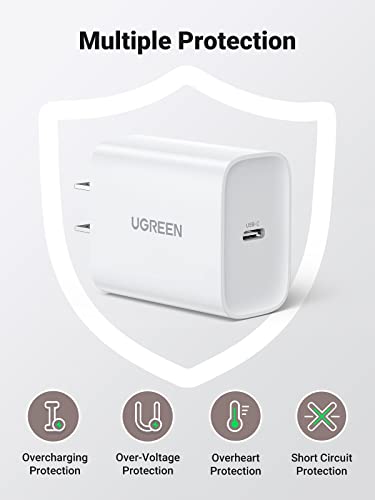 UGREEN 30W USB C Wall Charger - PD Fast Charger USB-C Power Adapter Compatible for MacBook Air, iPhone 14/14 Pro/13 Pro/13 Pro Max, Galaxy S22 Ultra/S21/S20, iPad Mini/Pro, Pixel 6, Airpods