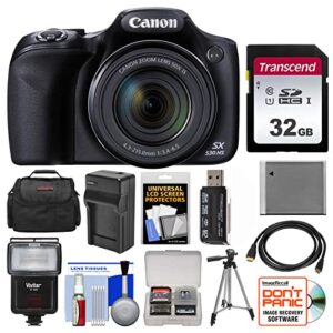 canon powershot sx530 hs wi-fi digital camera with 32gb card + case + flash + battery & charger + tripod + kit (renewed)