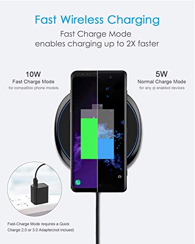 NANAMI Fast Wireless Charger [2 Pack] - Qi Certified Wireless Charging Pad for iPhone 14/13/13 Pro/12/SE 2020/11 Pro/XS Max/XR/X,10W for Samsung Galaxy S23/S22/S21/S20/S10/S9/Note 20/10/9,New Airpods