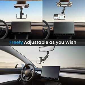 APPS2Car U-Hook Rearview Mirror Phone Holder for Car 720° Rotatable One Hand Operation Rearview Mirror Retractable Phone Clamp Phone Holder for Cars Compatible with iPhone, Samsung.etc