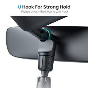 APPS2Car U-Hook Rearview Mirror Phone Holder for Car 720° Rotatable One Hand Operation Rearview Mirror Retractable Phone Clamp Phone Holder for Cars Compatible with iPhone, Samsung.etc
