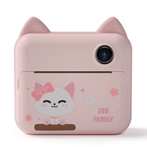 qsyy printable children’s camera, wrong title printer, photo video digital camera, birthday for boys and girls, with 32g memory and printing paper,pink