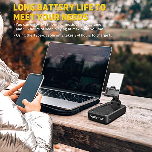 Cell Phone Stand with Wireless Bluetooth Speaker, Adjustable HD Surround Sound Cell Phone Speakers, Anti-Slip Phone Holder for Desk, Compatible with Any Smartphones, Suitable for Indoors, Outdoors