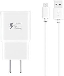 galaxy s7 adaptive fast charging wall charger kit set with micro 2.0 usb cable, compatible with samsung galaxy s7/edge/s6/note5/4/s3 (white)
