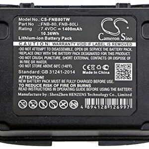 Replacement FNB-80Li Battery for Vertex VX-5R VX-6R VX-7R FNB-58Li, Standard Horizon HX460 HX470, Li-ion 7.4V 1400mAh