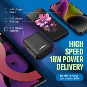 Lazy Pro New 2022 Fast Charger and Plug in Portable Charger 15000mAh | Smart Led Display Fast Charging Built-in Cables Power Bank | 4 Output & 2 Input External Battery Pack Compatible