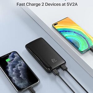 Portable Charger, 12000mAh Dual USB Power Bank with LED Display, Fast Charging Slim External Battery Pack Compatible with iPhone, Samsung Galaxy, Pixel, iPad and More - Black