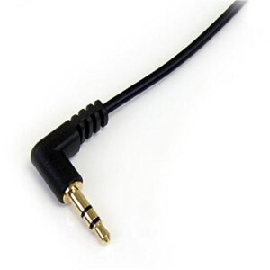 StarTech.com 1 ft. (0.3 m) Right Angle 3.5 mm Audio Cable - 3.5mm Slim Audio Cable - Male/Male - Aux Cable (MU1MMSRA), Black