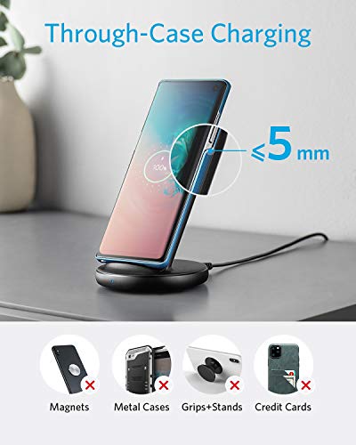 Anker Wireless Charger with Power Adapter, PowerWave II Stand, Qi-Certified 15W Max Fast Wireless Charging Stand for iPhone 14/14 Pro/14 Pro Max/13/13 Pro Max, Galaxy S10 S9 S8, Note 10 Note 9