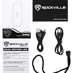 Rockville RPB25 40 Watt Portable/Outdoor Bluetooth Speaker w/USB+SD+Aux In+FM, Black, Small