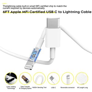 [Apple MFi Certified] Fast Charger iPhone,3Pack iPhone Charger Fast Charging 6Foot Apple Charging USB C Charger Adapter 6FT Type C to Lightning Cable for iPhone 14 Pro Max/14 Plus/13/12 Mini/11/XS/SE