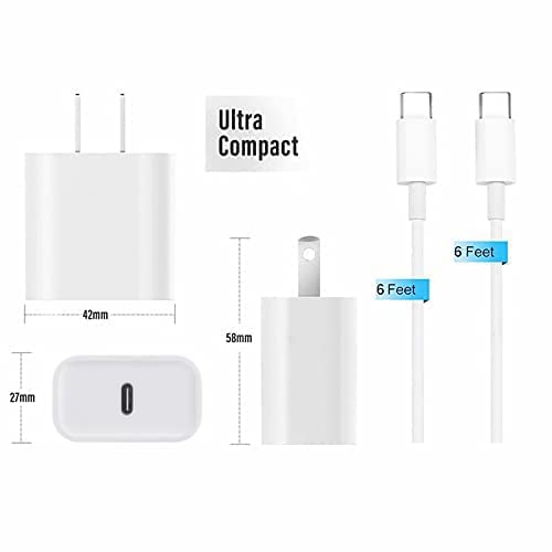 iPad Pro Charger, Apple Tablet Charger Type C USB C Fast Charger PD Wall Charger Plug Block & 6FT USB C to C Charging Cable Compatible with iPad Pro 12.9 2021/20/18, iPad Pro 11 Gen 3/2/1,iPad Air 4th