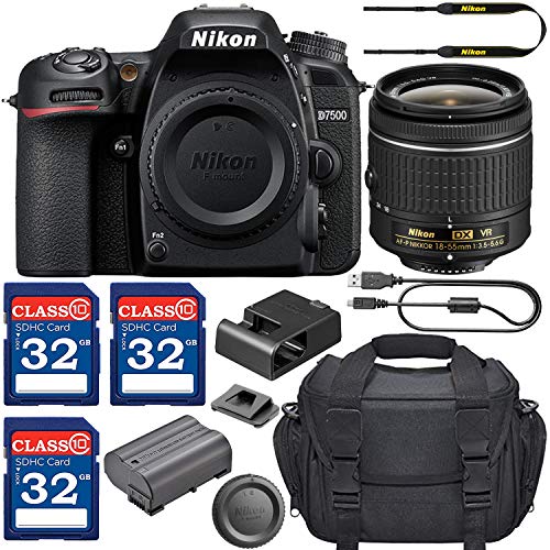 Nikon D7500 DSLR Camera & AF-P 18-55mm VR Lens with 3 Memory Card Bundle