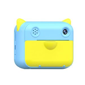 qsyy children’s portable printing camera front and rear dual-camera toy camera with printing paper 2.4-inch display screen timed photo creative photo sticker fun photo frame boy girl gift,blue