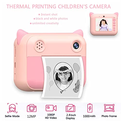 QSYY Children's Portable Printing Camera Front and Rear Dual-Camera Toy Camera with Printing Paper 2.4-Inch Display Screen Timed Photo Creative Photo Sticker Fun Photo Frame Boy Girl Gift,Blue