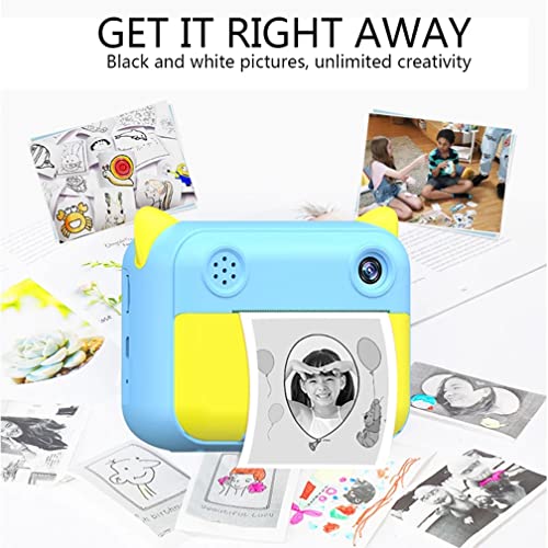 QSYY Children's Portable Printing Camera Front and Rear Dual-Camera Toy Camera with Printing Paper 2.4-Inch Display Screen Timed Photo Creative Photo Sticker Fun Photo Frame Boy Girl Gift,Blue