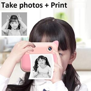 QSYY Children's Portable Printing Camera Front and Rear Dual-Camera Toy Camera with Printing Paper 2.4-Inch Display Screen Timed Photo Creative Photo Sticker Fun Photo Frame Boy Girl Gift,Blue