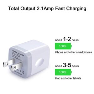 Charger Block, USB Wall Charger, FiveBox 3Pack Dual Port 2.1Amp Fast Wall Charger Brick Base Adapter Charging Cube Plug Charger Box Compatible iPhone 14 13 12 X 6 6S 7 8 Plus, iPad, Samsung, Android