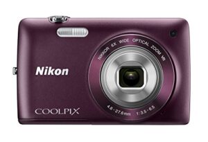 nikon coolpix s4300 16 mp digital camera with 6x zoom nikkor glass lens and 3-inch touchscreen lcd (plum) (renewed)