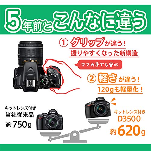 Nikon D3500 24.2MP DX-Format DSLR Digital Camera Double Zoom Lens Kit with 18-55mm f/3.5-5.6 and 70-300mm f/4.5-6.3 Lenses - (Japan Import)