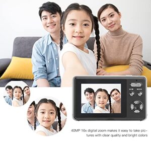 PUSOKEI Digital Camera for Kids, Small Digital Camera with 16x HD Digital Zoom 32GB, 2.4 Inch IPS Screen Mini Video USB Rechargeable Camera(Black)