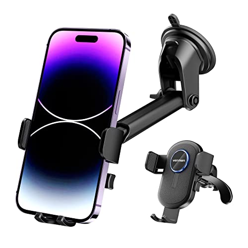 Phone Mount for Car VENTION Vent-Windshield-Dashboard Car Cell Phone Holder Mount 3 in 1 Automobile Cradles Stand suction cup phone holder for car cell phone mount for car cell phone automobile cradles Compatible with iPhone 13 14 Pro Max