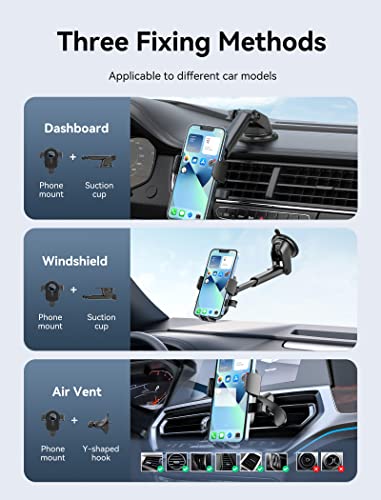 Phone Mount for Car VENTION Vent-Windshield-Dashboard Car Cell Phone Holder Mount 3 in 1 Automobile Cradles Stand suction cup phone holder for car cell phone mount for car cell phone automobile cradles Compatible with iPhone 13 14 Pro Max