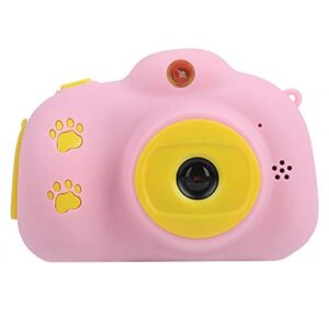 fecamos 2.0in kids video players, digital camera with cartoon shape, kids selfie camera for 32gb card, hd camera with anti-lost rope for christmas birthday(pink)