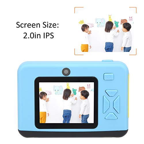 SALALIS 20MP HD Kids Cartoon Camera Rechargeable Children Digital Camera Toy 2.0in IPS Display Video Recording Camera Gift (Blue)