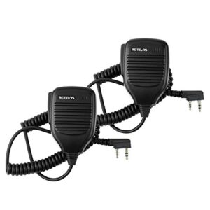 retevis walkie talkies speaker mic 2 pin shoulder speaker compatible with retevis rt22 rt21 rt68 h-777 rt22s rb29 rt86 rt-5r rt19 rt27 rb15 rb29 rt17 baofeng uv-5r uv-82 two way radios (2 pack)