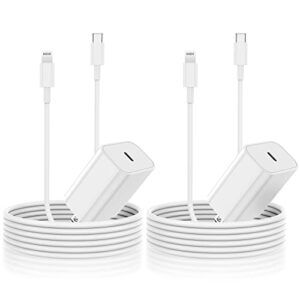 iphone 14 13 12 charger fast charging block,2pack 20w apple iphone charger wall plug with usb c to lightning cable cord 6ft,type c power adapter cube brick for iphone 14 pro/13 pro max/12 mini/11/ipad